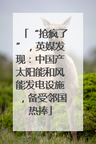 “抢疯了”，英媒发现：中国产太阳能和风能发电设施，备受邻国热捧