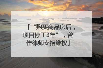 “购买商品房后，项目停工3年”，曾佳律师支招维权