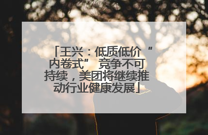 王兴：低质低价“内卷式” 竞争不可持续，美团将继续推动行业健康发展