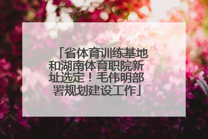 省体育训练基地和湖南体育职院新址选定！毛伟明部署规划建设工作