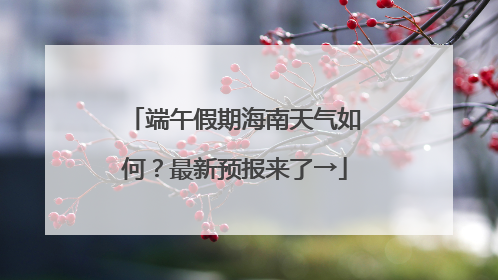 端午假期海南天气如何？最新预报来了→