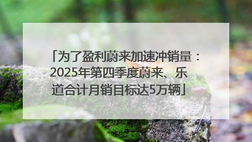 为了盈利蔚来加速冲销量：2025年第四季度蔚来、乐道合计月销目标达5万辆