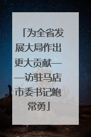 为全省发展大局作出更大贡献——访驻马店市委书记鲍常勇