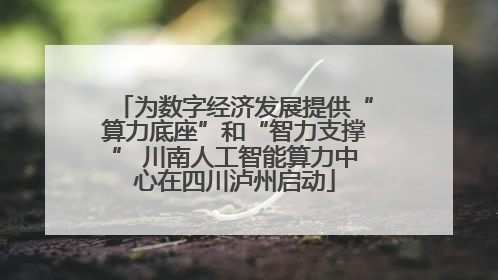 为数字经济发展提供“算力底座”和“智力支撑” 川南人工智能算力中心在四川泸州启动