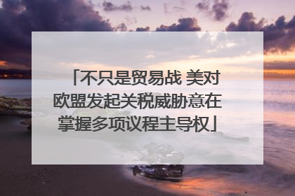 不只是贸易战 美对欧盟发起关税威胁意在掌握多项议程主导权