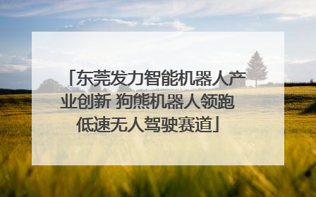东莞发力智能机器人产业创新 狗熊机器人领跑低速无人驾驶赛道