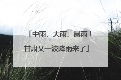 中雨、大雨、暴雨！甘肃又一波降雨来了