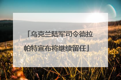 乌克兰陆军司令德拉帕特宣布将继续留任