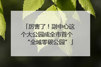 厉害了！副中心这个大公园成全市首个“全域零碳公园”