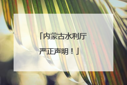 内蒙古水利厅严正声明！