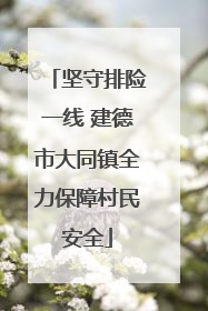 坚守排险一线 建德市大同镇全力保障村民安全