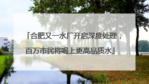 合肥又一水厂开启深度处理，百万市民将喝上更高品质水