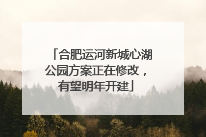 合肥运河新城心湖公园方案正在修改，有望明年开建
