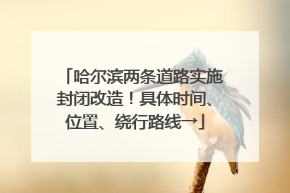 哈尔滨两条道路实施封闭改造！具体时间、位置、绕行路线→