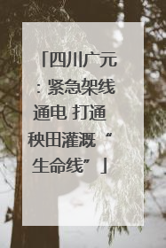 四川广元：紧急架线通电 打通秧田灌溉“生命线”
