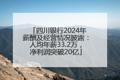 四川银行2024年薪酬及经营情况披露：人均年薪33.2万，净利润突破20亿