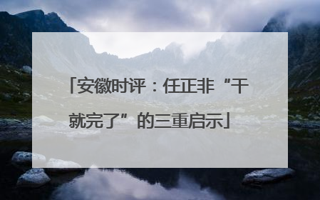 安徽时评：任正非“干就完了”的三重启示