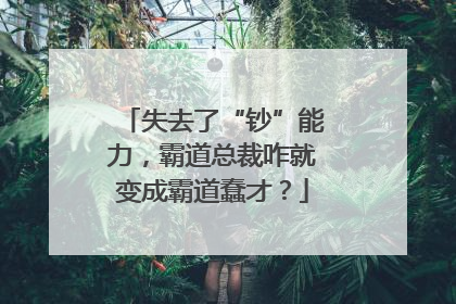 失去了“钞”能力，霸道总裁咋就变成霸道蠢才？