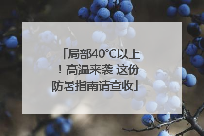 局部40℃以上！高温来袭 这份防暑指南请查收