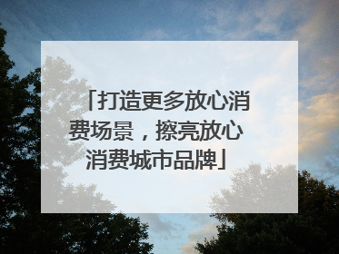 打造更多放心消费场景，擦亮放心消费城市品牌
