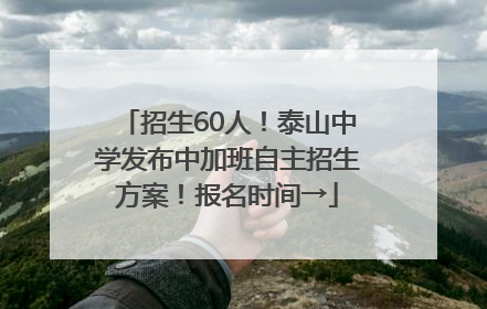 招生60人！泰山中学发布中加班自主招生方案！报名时间→