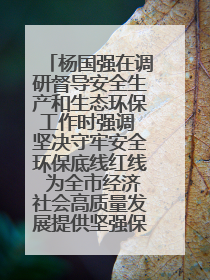 杨国强在调研督导安全生产和生态环保工作时强调 坚决守牢安全环保底线红线 为全市经济社会高质量发展提供坚强保障