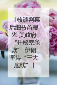 核谈判幕后细节首曝光 美政府“开秘密条款” 伊朗坚持“三大底线”