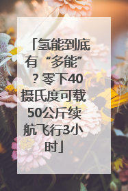 氢能到底有“多能”?零下40摄氏度可载50公斤续航飞行3小时