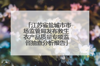 江苏省盐城市市场监管局发布救生衣产品质量专项监督抽查分析报告