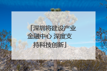 深圳将建设产业金融中心 深度支持科技创新