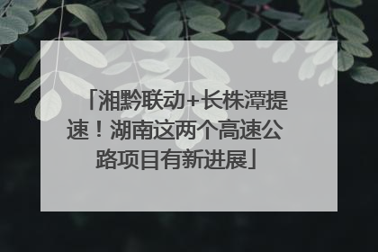 湘黔联动+长株潭提速！湖南这两个高速公路项目有新进展