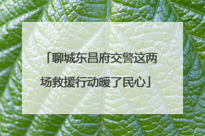 聊城东昌府交警这两场救援行动暖了民心