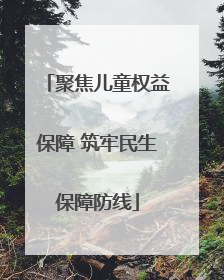 聚焦儿童权益保障 筑牢民生保障防线