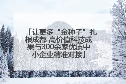 让更多“金种子”扎根成都 高价值科技成果与300余家优质中小企业精准对接