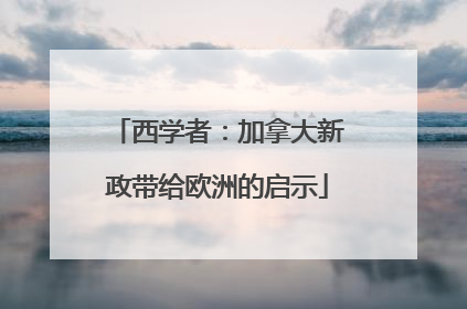 西学者：加拿大新政带给欧洲的启示