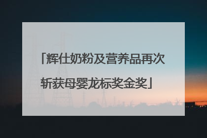 辉仕奶粉及营养品再次斩获母婴龙标奖金奖