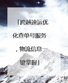 跨越速运优化查单号服务，物流信息一键掌握
