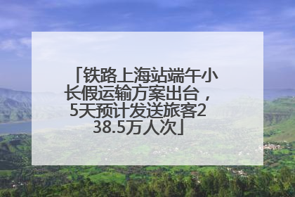 铁路上海站端午小长假运输方案出台，5天预计发送旅客238.5万人次