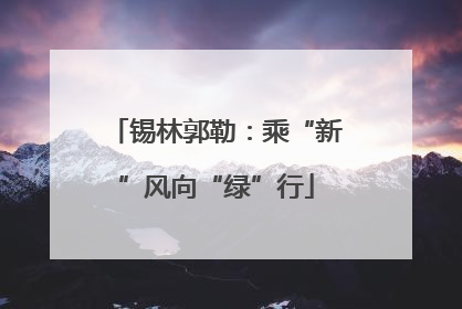 锡林郭勒：乘“新”风向“绿”行