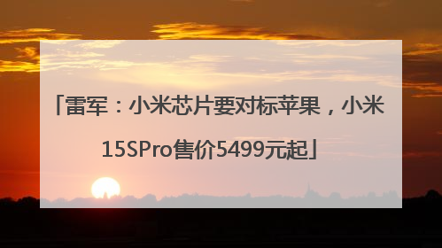 雷军：小米芯片要对标苹果，小米15SPro售价5499元起