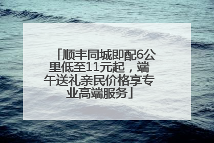 顺丰同城即配6公里低至11元起，端午送礼亲民价格享专业高端服务
