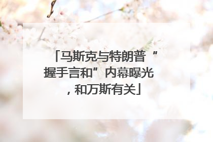 马斯克与特朗普“握手言和”内幕曝光，和万斯有关