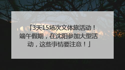 3天15场次文体旅活动！端午假期，在沈阳参加大型活动，这些事情要注意！