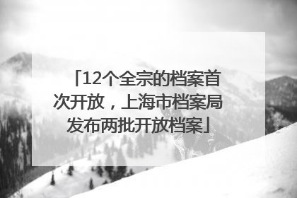 12个全宗的档案首次开放，上海市档案局发布两批开放档案