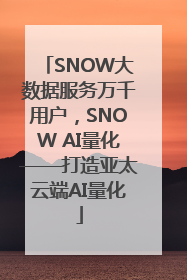 SNOW大数据服务万千用户，SNOW AI量化——打造亚太云端AI量化